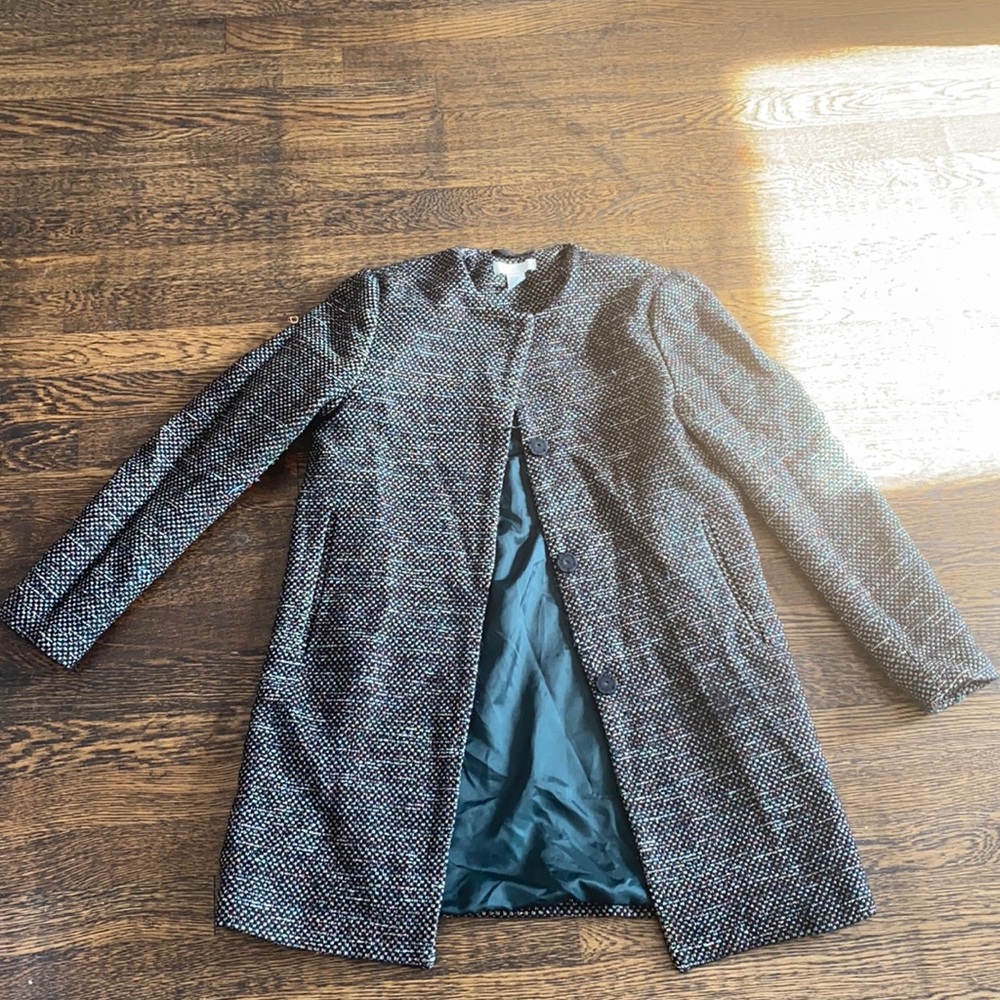 Green tweed longline jacket